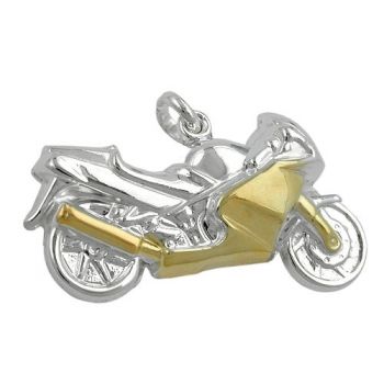 Anhänger Motorrad bicolor, Silber 925