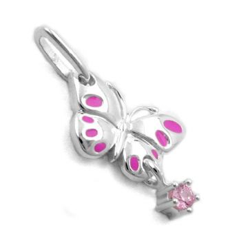 Anhänger Schmetterling pink, Silber 925