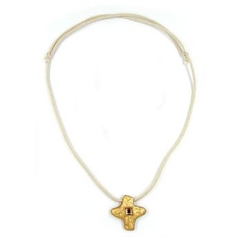 Collier, Anh Kreuz matt-go, camel-fbg 70cm