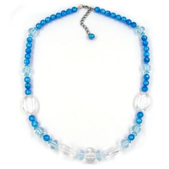 Collier, hellblau-türkis, kristall 55cm