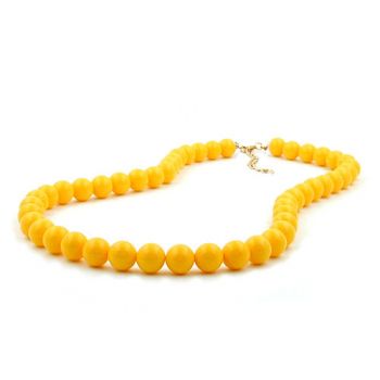 Collier, Perlen 8mm, gelb-glänzend 42cm
