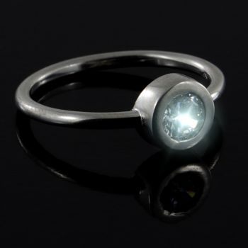 POPDITO Ring Zirkonia 925 silber Solitär Ring Größe 19