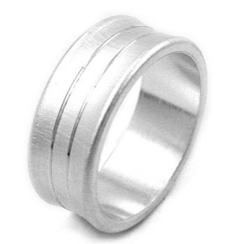 Ring, matt, 2 diam Linien, 925