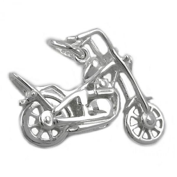 Anhänger, Chopper Motorrad, Silber 925