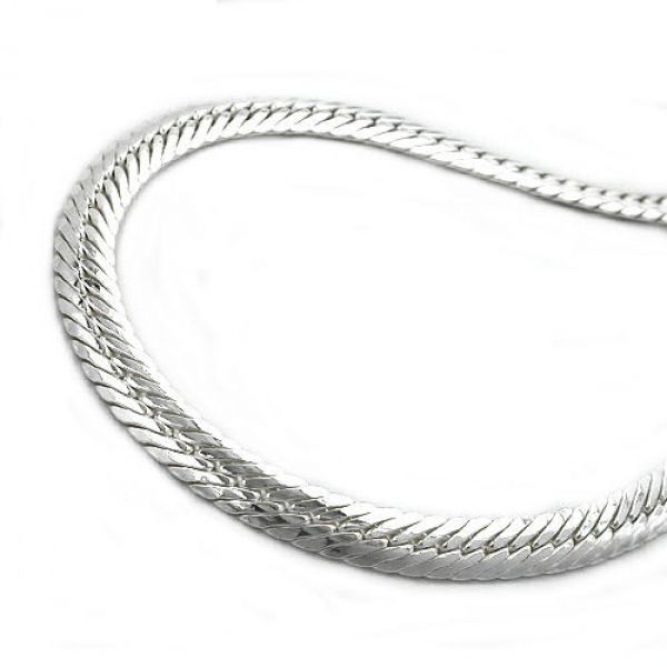 Armband, Panzer flach oval, Silber 925 21cm