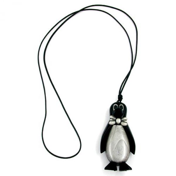 Collier, Pinguin schwarz-silbergrau 90cm