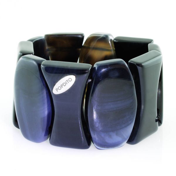 POPDITO Sardonyx OXO Armband blau - grau 19 cm