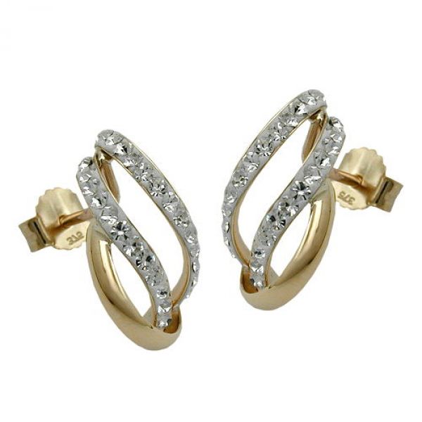 Stecker, Halbcreole, Zirkonia, 9Kt GOLD
