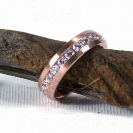 Ring mit Zirkonia, rosevergoldet, 925 Gr.54