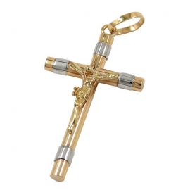 Anhänger, Kreuz bicolor, 9Kt GOLD