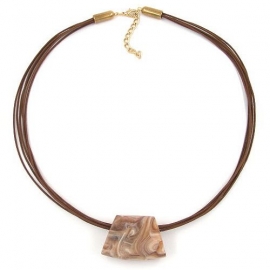 Collier, Trapez beige marm matt, gold 45cm